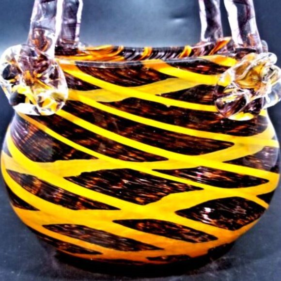 Fifth Avenue Crystal Art Glass Purse Vase 9 1/2" Hand Blown - Picture 3 of 5